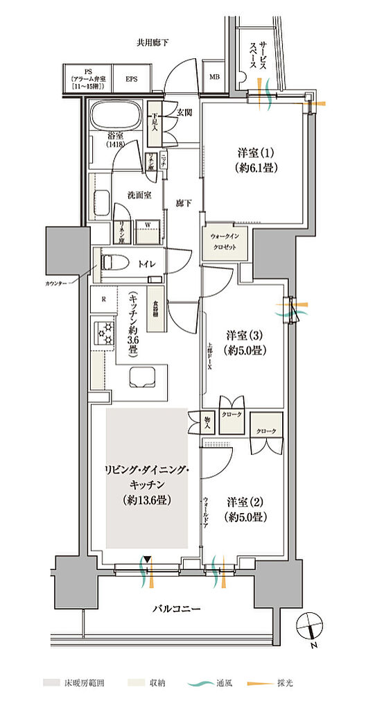 パークホームズ船橋 間取り 68E