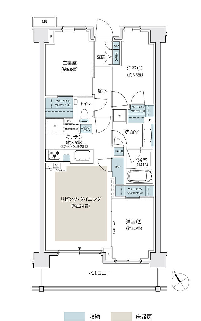 パークホームズたまプラーザ　ヒルサイドコート 間取り B
