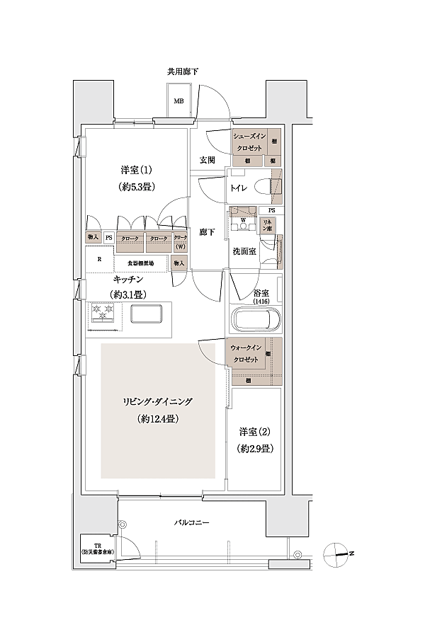 パークホームズ大濠公園ミッド 間取り F1