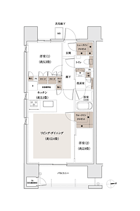 パークホームズ大濠公園ミッド 間取り F1