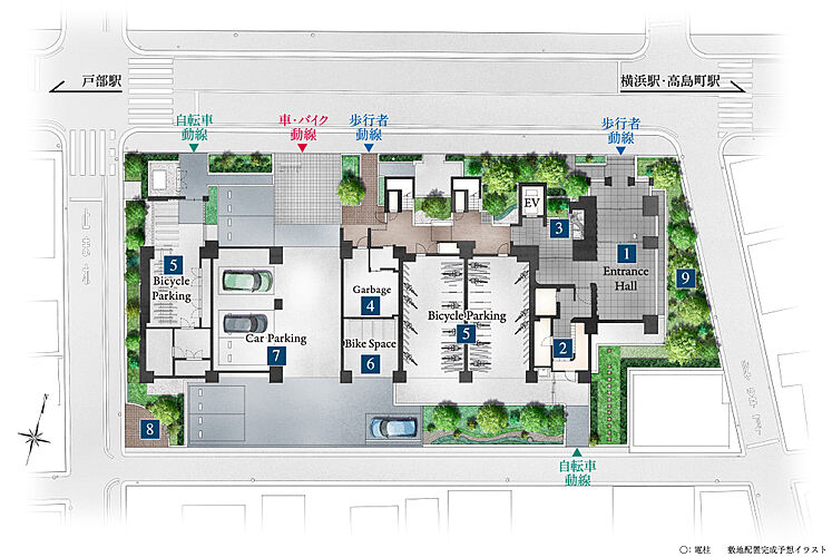 パークホームズ横浜ミッドスクエア 敷地配置完成予想イラスト