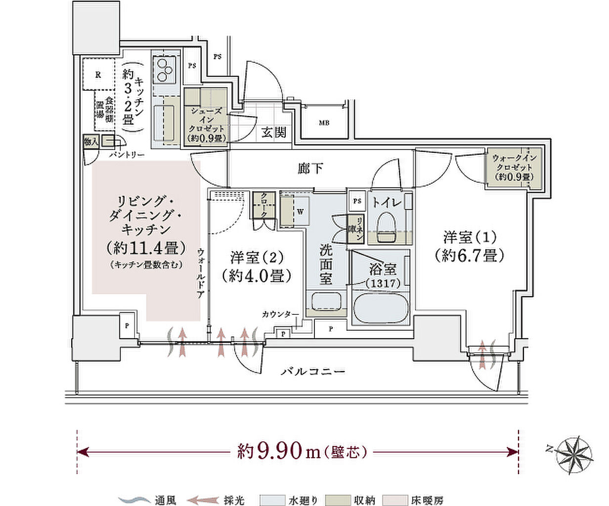 パークホームズ上用賀五丁目 間取り E