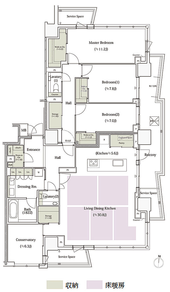 パークタワー栄 間取り L-161N