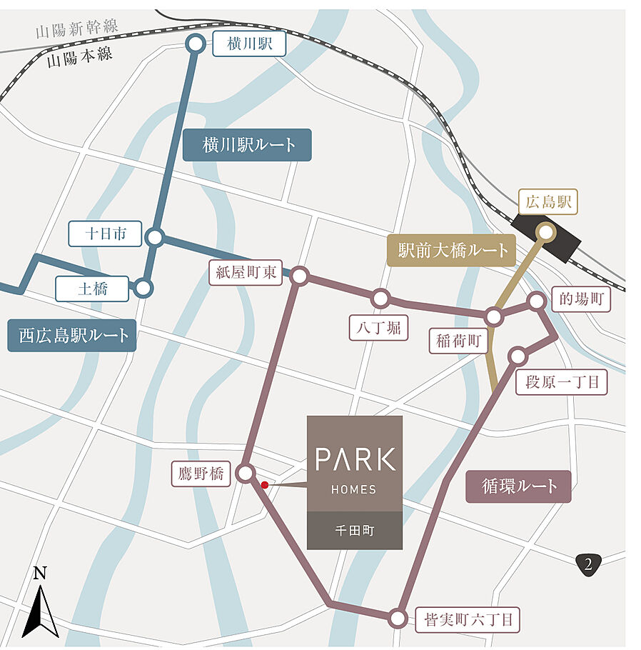 パークホームズ千田町：交通図
