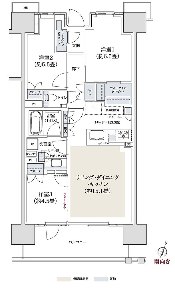 パークホームズ湘南茅ヶ崎 間取り E