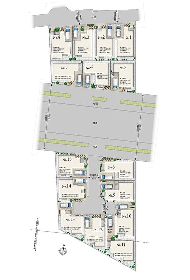 【 【区画図】】太陽光発電+蓄電池を標準装備!一部電柱地中化や歩道が整備されたゆとりある道路など、大きな青空を感じる開放的かつエコロジーな街です。収納率や快適設備などによる暮らし良い新生活をこの地で。