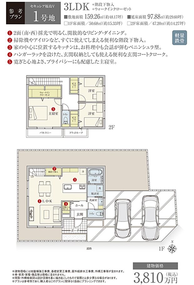 ［参考プラン］※建物プランは参考例であり、購入者はこのプランに関係なく、自由にプランニングできます。