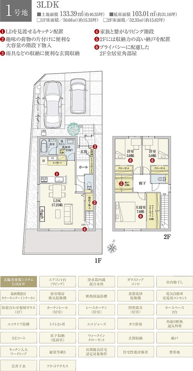 間取・外構植栽図は設計図書を基に描き起こしたもので実際とは多少異なる場合があります。 家具・家電・備品・車・自転車等は価格に含まれません。