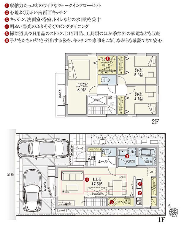 [1号地　プラン図]間取・外構植栽図は設計図書を基に描き起こしたもので実際とは多少異なる場合があります。 家具・家電・備品・車等は価格に含まれません。