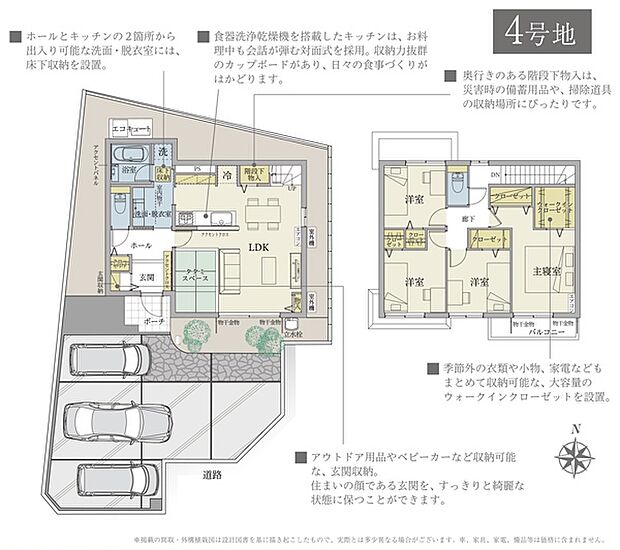 ［プラン図］※図面に基づいて描いているのでプラン及び外構・植栽については、実際とは多少異なる場合があります。また、家具・家電・備品・車両等は販売価格に含まれません。