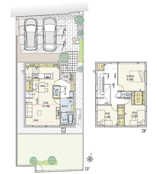 【3LDK】間取・外構植栽図は設計図書を基に描き起こしたもので実際とは多少異なる場合があります。 家具・家電・備品・車・自転車等は価格に含まれません。