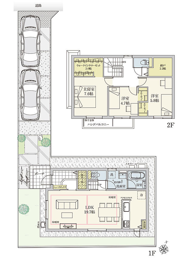 【3LDK】間取・外構植栽図は設計図書を基に描き起こしたもので実際とは多少異なる場合があります。 家具・家電・備品・車・自転車等は価格に含まれません。