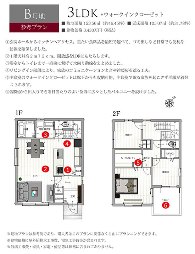 【参考プラン】［参考プラン］※建物プランは参考例であり、購入者はこのプランに関係なく、自由にプランニングできます。