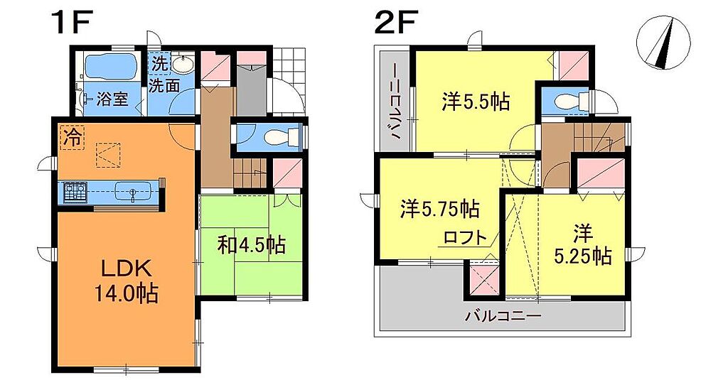 ４ＬＤＫロフト付き、LDKと和室は続き間です　ダブルバルコニ