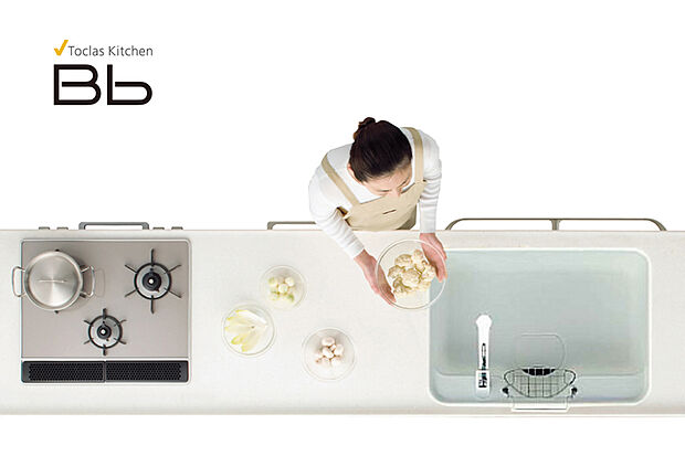 【トクラスBbキッチン】お手入れがしやすいため、料理のあとの後片づけも簡単です。