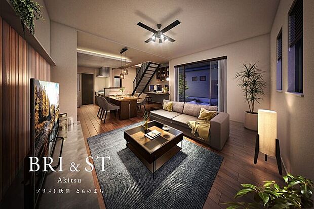 家族が互いを感じつつ、趣味や勉強などに自由な時間を満喫できる空間。多様な使い方ができ、団らんも寛ぎも堪能できます。※1号棟完成予想図