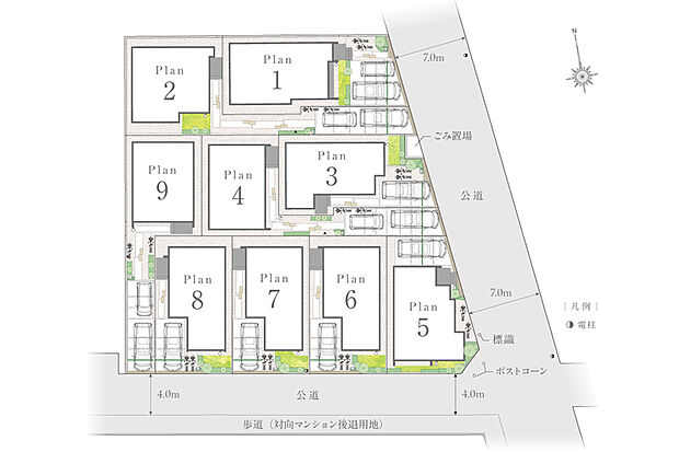 【【全体区画図】】3方道路面で、心地よい陽光と風を堪能する街区