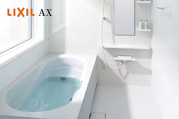 【【バスルーム/リクシルAX】】なめらかな光沢が美しい人造大理石浴槽は、ダブル保温構造で地球にも家計にも優しいエコアイテム。いつでもきれいなバスルームが続く、お手入れの簡単さも魅力です。※画像はイメージです。