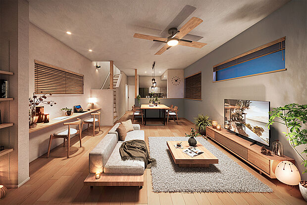 【【「家事ラク」で心地よさを広げるプラン】】水回りを集中させることで住まいの中にスムーズな家事動線を仕上げました。また、生活動線上に収納を確保することで住まいをスッキリ保てます。※3号棟LDK完成予想図（分譲済）