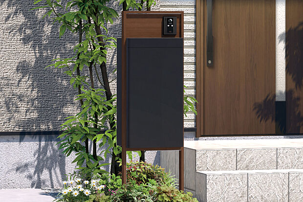 【【宅配ボックス付機能門柱】】不在時でも荷物が受け取れるよう宅配ボックスを備えた門柱です。荷物の再配達の時間を気にせずに、時間を有効に活用することができます。※写真はイメージです。