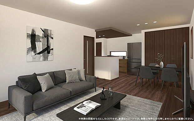 【3号棟LDK　イメージパース】
※画像は設計図面を基に作成したイメージです。