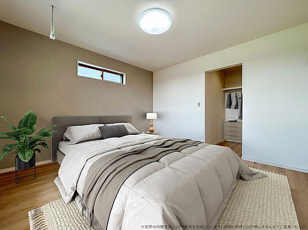 【4号棟 主寝室】
※実際の図面をもとにしたCGですが、家具はイメージです。実際の物件には付帯しませんのでご留意ください。