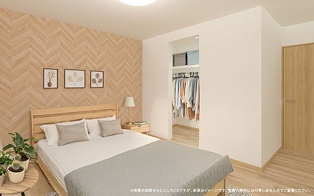 【1号棟 主寝室イメージ】
※画像は設計図面を基に作成したイメージです。