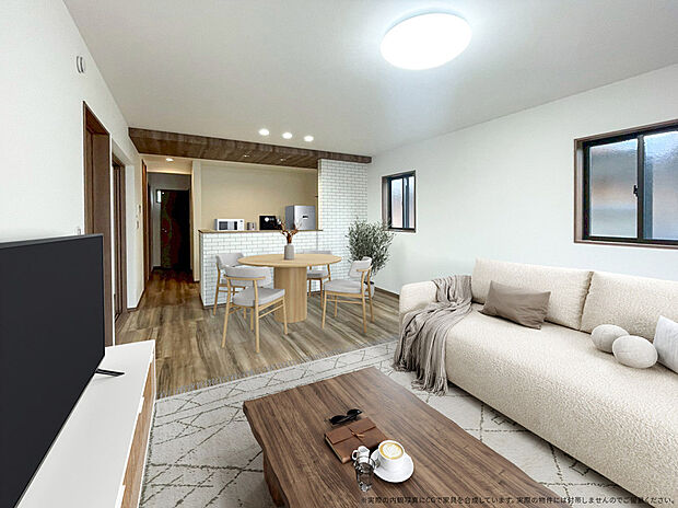 【3号棟　LDK　CG家具設置イメージ】
※画像に含まれる家具家電はCGで作成したイメージです。実際の物件には付帯しません。