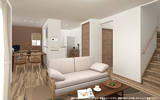 【2号棟　LDK　イメージパース】
※画像は設計図面を基に作成したイメージです。