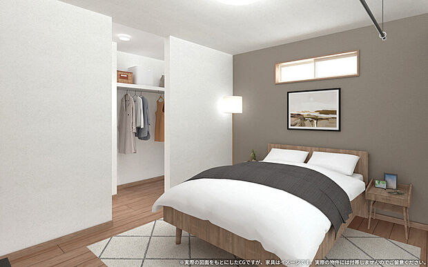 【1号棟 主寝室 イメージパース】
※画像は設計図面を基に作成したイメージです。