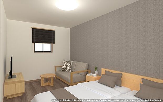 【主寝室 イメージパース】 ※画像は設計図面を基に作成したイメージです。