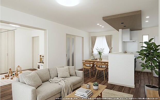 【LDK　イメージパース】 ※画像は設計図面を基に作成したイメージです。