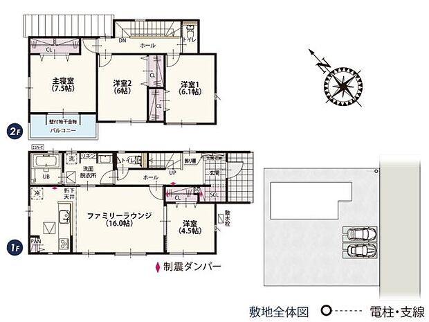 1階はLDK→洗面所→ホールと行き止まりがなく、忙しい朝の時間帯でも移動がスムーズで嬉しい回遊動線！水廻りが近いので家事もはかどり効率もアップします♪
