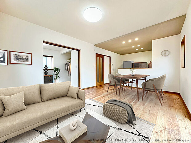 【【3号棟 LDK 家具設置イメージ】】※画像に含まれる家具家電はCGで作成したイメージです。実際の物件には付帯しません。