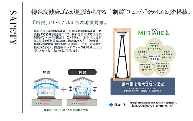 【制震ユニット「ミライエ Σ」採用】繰り返す地震に対応。