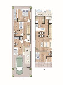 2階LDKプラン。LDK横の洋室との一体利用で、広々空間に◎2階に水回りを集約し、家事動線が良好です。陽当りの良い南向きバルコニー付き。《建物面積99.00m2、建物価格1778万円》 