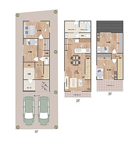 約17.5帖の2階LDKに、洋室4部屋のうち3部屋が6帖以上の広さを確保。リビングでも個室でもゆったりと過ごせる4LDKです。《建物面積109.35m2、建物価格2261万円》 