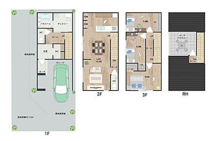 ルーフバルコニー付きの「3LDK」の住まい。洋室3部屋は約5.0帖～約6.6帖とゆったりと寛げる広さを確保しています。《建物面積98.82m2、建物価格2072万円》 