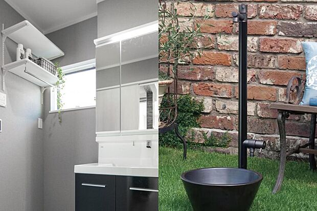 【その他設備】外構とマッチした外水栓は、よりオシャレなエクステリアに。