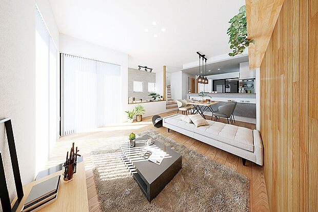 【家族の寛ぎと団らんの時間を木の温もりが柔らかく包み込む空間設計】
木の温もりを感じられるフローリングやウッドパネルを設えて、家族の時間を充実させる魅力的なプランを一邸一邸デザインしました。