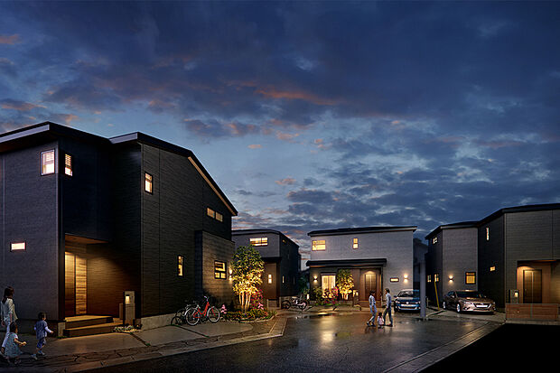 【【灯かりのいえなみ協定(R)】】夜間になると自動的に点灯するライトを設置。街区全体を明るくライトアップし、美しい街並み風景を作り出すほか、地域の安全性と防犯性を高めてくれます。LEDライトでエコにも配慮。グッドデザイン賞2020受賞