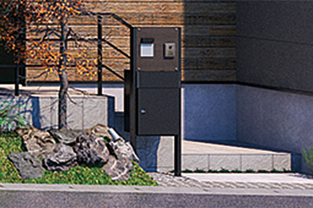 【【宅配ボックス付き機能門柱】】外出中や手が離せない時でも荷物を受け取ることができる便利な宅配ボックス付きの門柱を採用しました。再配達の手間がなくなるため、忙しい毎日をより快適に過ごすことができます。