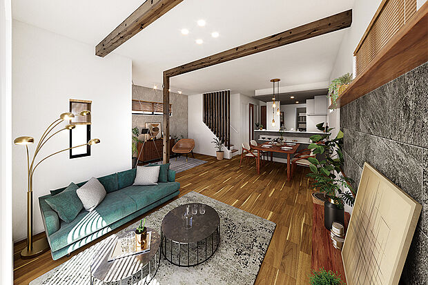 【【家族や友人とゆったり愉しむワイドリビング】】我が家のメインステージとなるリビングに広々としたスペースを確保することで、のびのびと食事や団らんの時間を満喫できます。※号棟により採用状況が異なります。