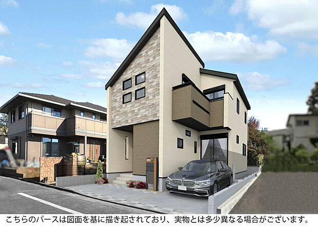 外観完成予想図　家族の時間が映えるモダンレジデンス。日暮里・舎人ライナー「舎人」駅まで徒歩10分の好立地に、全1棟の新築戸建てが誕生します。