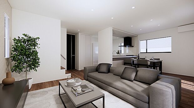 B棟LDK　完成予想図
日差しが入りやすく、落ち着いた時間を愉しめるLDK