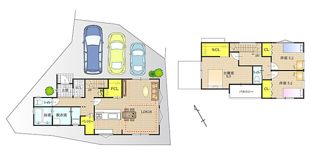 【BV４阿弥陀町阿弥陀３】家族が集い目が届き会話も弾む１８帖ＬＤＫ！キッチン横にパントリーを設け、玄関や水廻りにつながる家事ラク＆生活動線スムーズな間取りです！