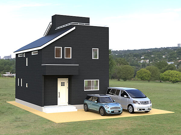 ［外観予想パース］
《初公開》相模大野駅バス18分！駐車並列2台+4LDKルーフバルコニーの家