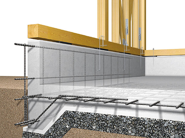 【◆ベタ基礎工法】建物の全荷重を均等に分散し、建物全体を強固に支えます。耐震効果を更に増すため基礎幅をアップ。耐震性・耐久性を考慮しました。