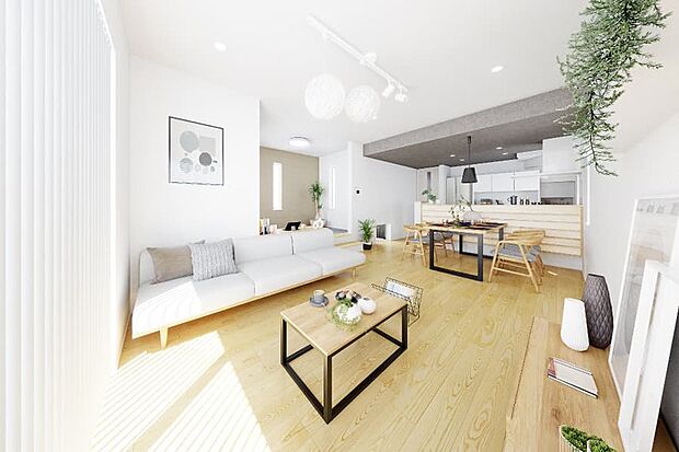 【家族の暮らしにフィットする快適な空間のある住まい。】毎日の風景が心地よさで満たされるように、木のインテリアを配した個性的な空間をご用意。外の開放感と室内の安心感を備えた2階など、細部までこだわった住まいを届けます。