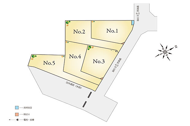 【 全体区画図 】 全5区画の開発分譲地。利便性が高い駅チカロケーション!